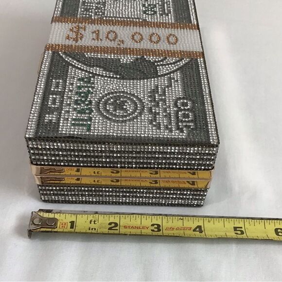 Acrylic Clutch Rhinestone $10,000 Dollar Stack Clutch Crossbody Bag New - Picture 9 of 15